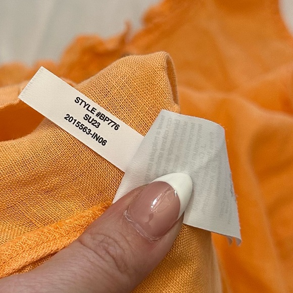 J. Crew Orange 100% linen Ruffle Neck Sleeveless Tank 51781 - Picture 7 of 11